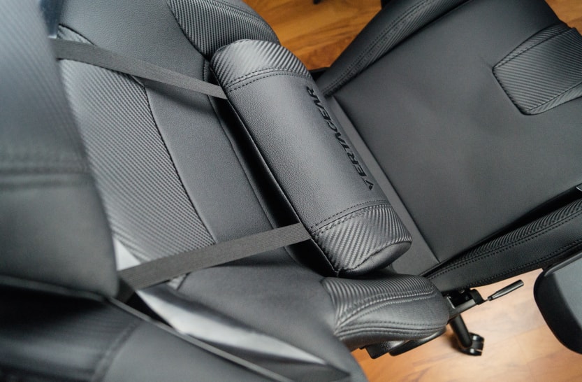 Carbon optic covering of the reviewed S-Line gaming chair.