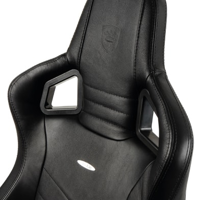 Black headrest with noblechairs logo